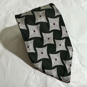 HICKEY FREEMAN Black/Gold Luxury Geometric Tie 100% Silk USA 58"x4"